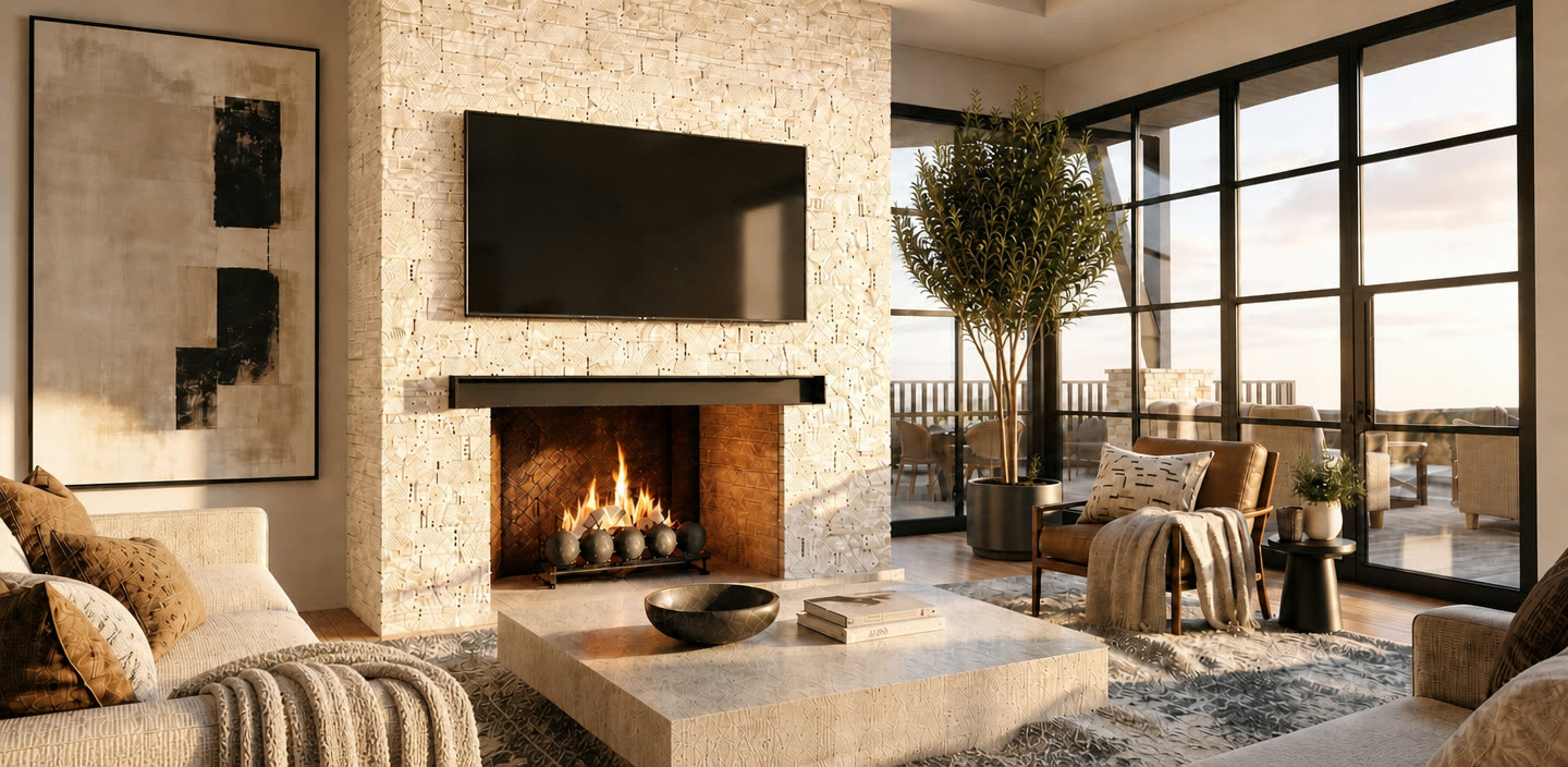 Den, patio, and study rendering at 4408 Amarra